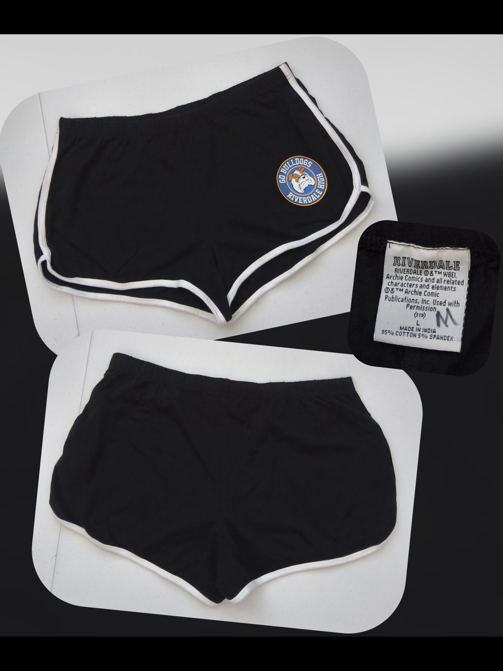 Riverdale Bulldogs Black Track Shorts with White Trim Size Lg